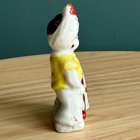 Vintage Porcelain Musician Girl Figurine w Cello Violin Yellow White Red - Picture 3 of 10